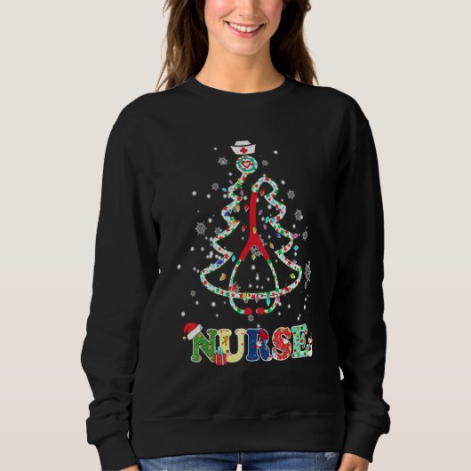 Sweatshirt Infirmière Noël Arbre Stethoscope Lpn Rn Vie (Devant)
