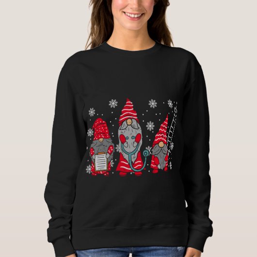 Sweatshirt Infirmière Noël Gnomes mignonnes Noël Scrub Top po (Devant)