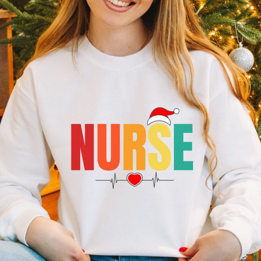 Sweatshirt Infirmière Noël Père Noël Cute Coeur infirmière No