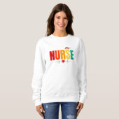 Sweatshirt Infirmière Noël Père Noël Cute Coeur infirmière No (Devant entier)