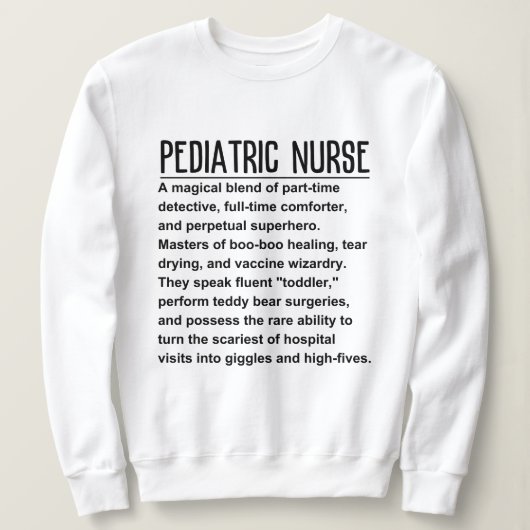 Sweatshirt infirmière pédiatrique (Design devant)