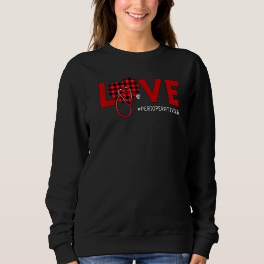 Sweatshirt Infirmière périphérique Plaid Red Love Heart Steth (Devant)