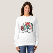 Sweatshirt Infirmière Stéthoscope Noël Mignon (Devant entier)