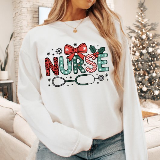 Sweatshirt Infirmière Stéthoscope Noël Mignon