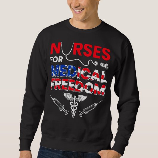Sweatshirt Infirmières Pour La Liberté Médicale Drapeau Améri (Devant)
