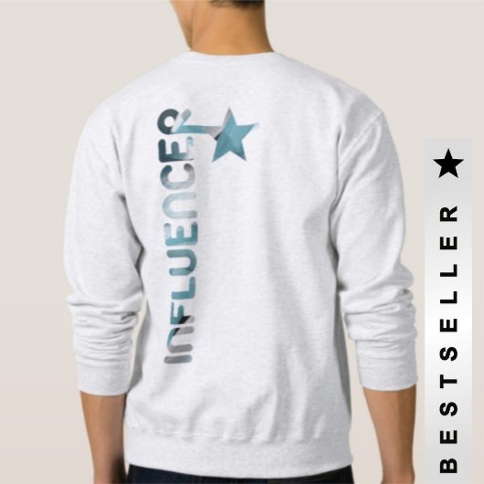 Sweatshirt INFLUENCER Retour Imprimer Tendance Bleu Abstrait