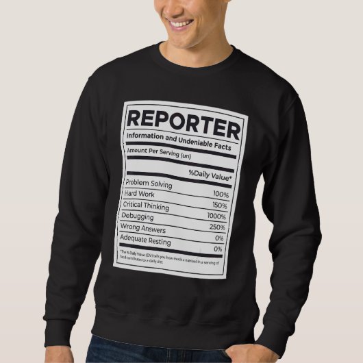 Sweatshirt Information nutritionnelle du journaliste (Devant)