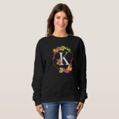 Sweatshirt Initiales Florales de Monogramme Orchidées Rose Ja (Devant entier)
