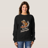 Sweatshirt Instructeur de surf Chien Funny Surfer Plage Desig (Devant entier)