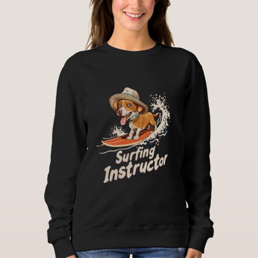 Sweatshirt Instructeur de surf Chien Funny Surfer Plage Desig (Devant)