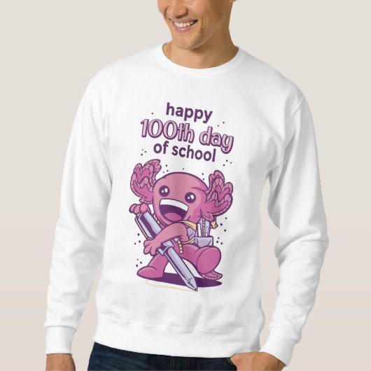 Sweatshirt invitation pour le 100e jour d'école (Devant)