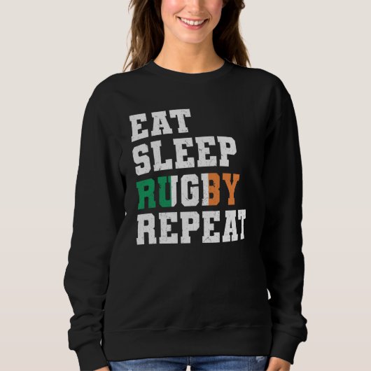 Sweatshirt Ireland Eat Sleep Rugby Repeat Irish Pride (Devant)