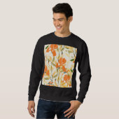 Sweatshirt Iris orange : motif floral transparent (Devant entier)