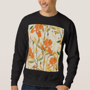 Sweatshirt Iris orange : motif floral transparent