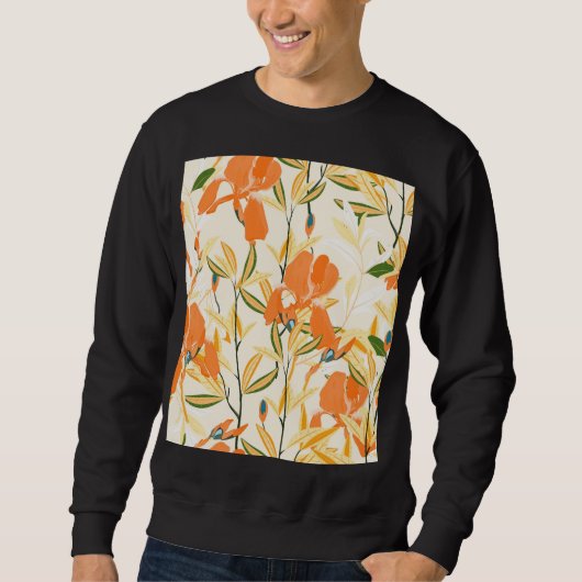 Sweatshirt Iris orange : motif floral transparent (Devant)