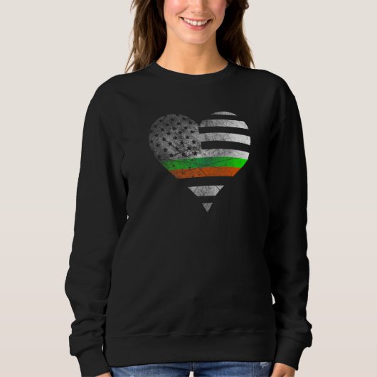 Sweatshirt Irish American flag Patrick's day love heart Irela (Devant)