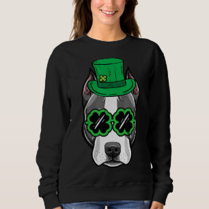 Sweatshirt Irish Leprechaun Pitbull Dog Shamrock St patrick