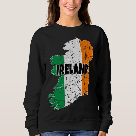 Sweatshirt Irish Map Flag Souvenir Distressed Ireland Men Wom (Devant)