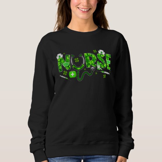 Sweatshirt Irish Nurse Shamrock Stethoscope St Patrick's Day  (Devant)