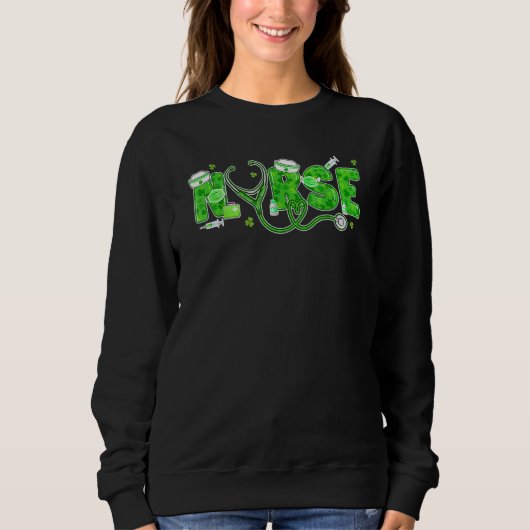 Sweatshirt Irish Nurse St Patricks Day Shamrock Stethocsope W (Devant)