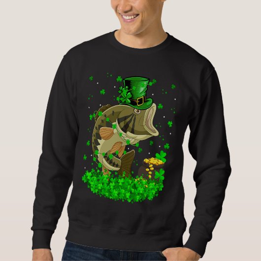 Sweatshirt Irish Shamrock Leprechaun Bass Fish St Patrick's D (Devant)