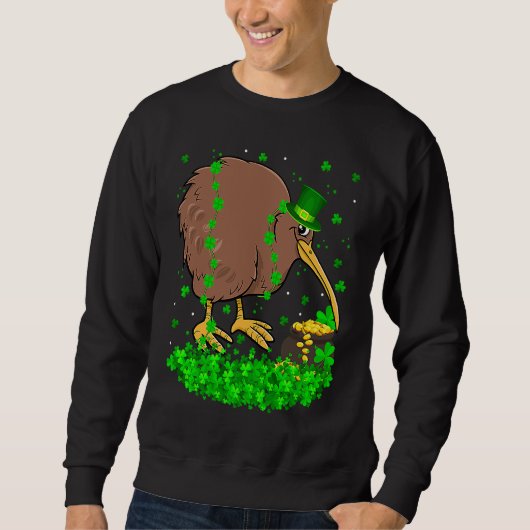 Sweatshirt Irish Shamrock Leprechaun Kiwi Bird St Patrick's D (Devant)