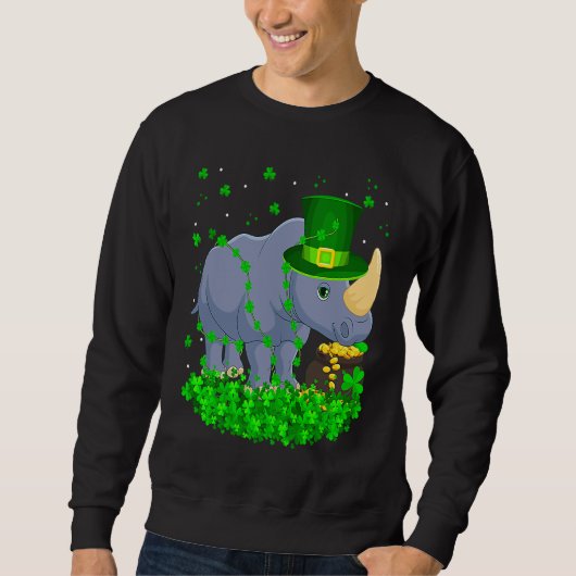 Sweatshirt Irish Shamrock Leprechaun Rhino St Patrick's Day (Devant)