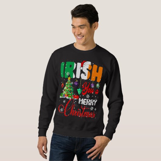 Sweatshirt Irish You A Joyeux Noël Père Noël Drapeau Irlandai (Devant entier)