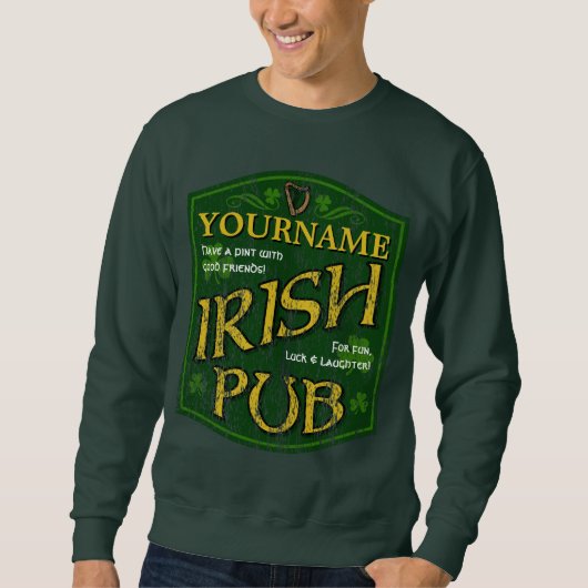Sweatshirt irlandais de signe de Pub personnalisé (Devant)