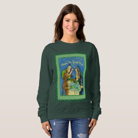 SWEATSHIRT IRLANDAIS HOUND CHIENS, ST. PATRICK'S DAY GREEN BE (Devant entier)