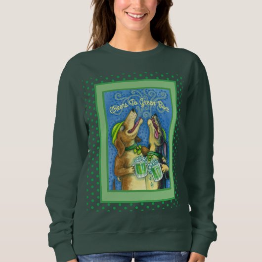 SWEATSHIRT IRLANDAIS HOUND CHIENS, ST. PATRICK'S DAY GREEN BE (Devant)