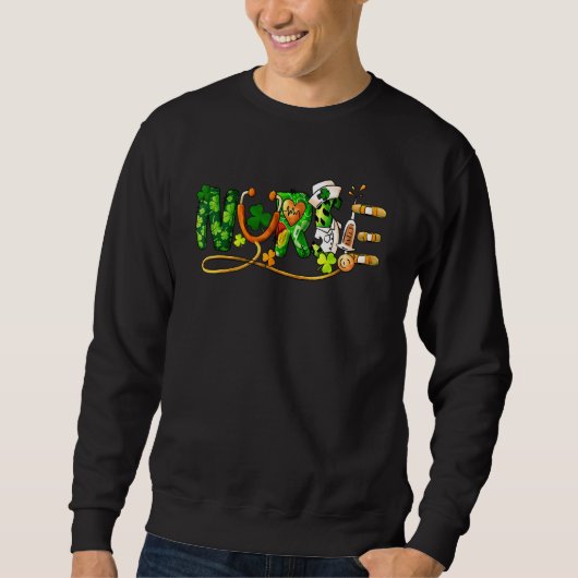Sweatshirt Irlandais Infirmière Stethoscope Scrub Jour de la  (Devant)