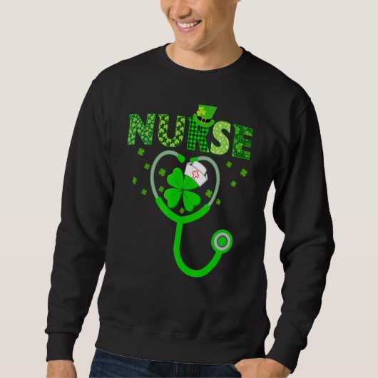 Sweatshirt Irlandais Infirmière Stethoscope Scrub Jour de la  (Devant)