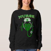 Sweatshirt Irlandais Infirmière Stethoscope Scrub St Patrick' (Devant)
