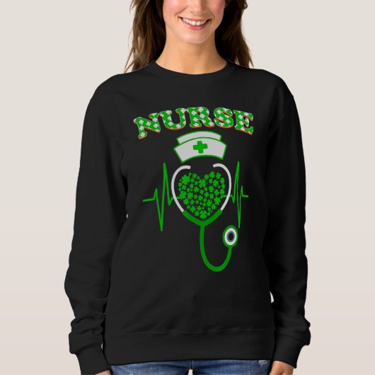 Sweatshirt Irlandais Infirmière Stethoscope Scrub St Patrick' (Devant)