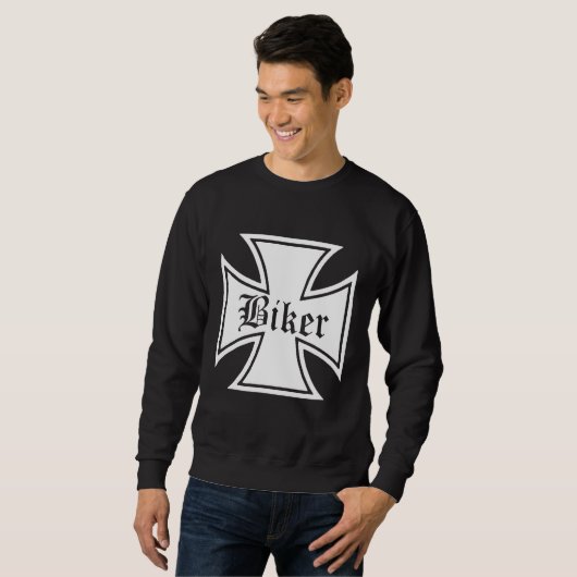 Sweatshirt Iron Cross Biker Iron Cross Chopper Skull Bobber B (Devant entier)