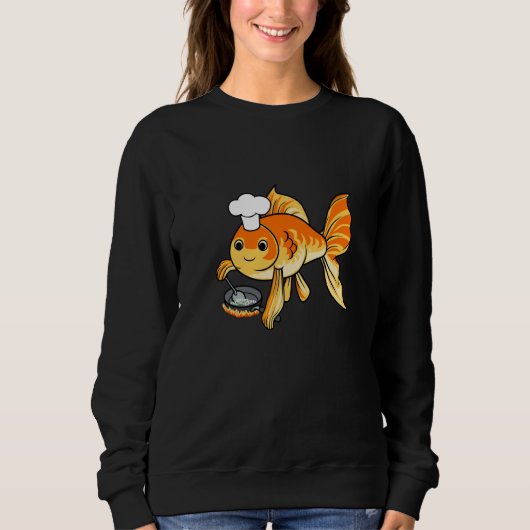 Sweatshirt Ironic Goldfish Chef Cooking Aquaristics (Devant)