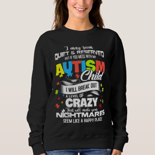 Sweatshirt Ism Maman Sensibilisation sur l'autisme Puzzle Piè (Devant)