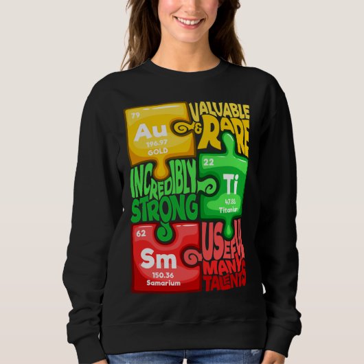 Sweatshirt Ism Puzzle Chimie Temps Tableau Éléments Autisme A (Devant)