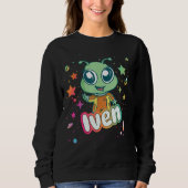 Sweatshirt IVEN - Nom du garçon mignon avec un Alien mignon (Devant)