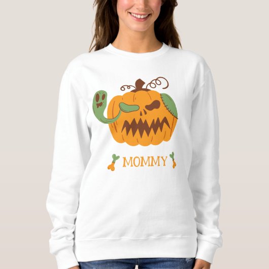 Sweatshirt Jack-o-lanterne et os Éffrayant Halloween Maman (Devant)