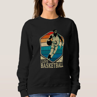 Sweatshirt J'adore Basket-ball Rétro Joueur de Basket-ball Ré