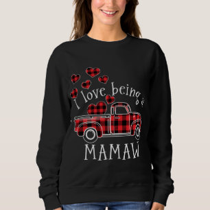 Sweatshirt J'adore être un Camion Rouge MAMAW avec coeur vale