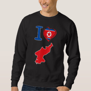 Sweatshirt J'adore le drapeau nord-coréen en forme de h