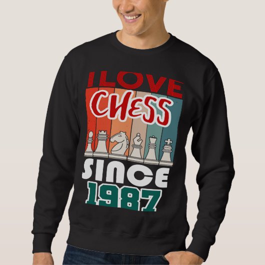 Sweatshirt J'adore les échecs depuis 1987 (Devant)