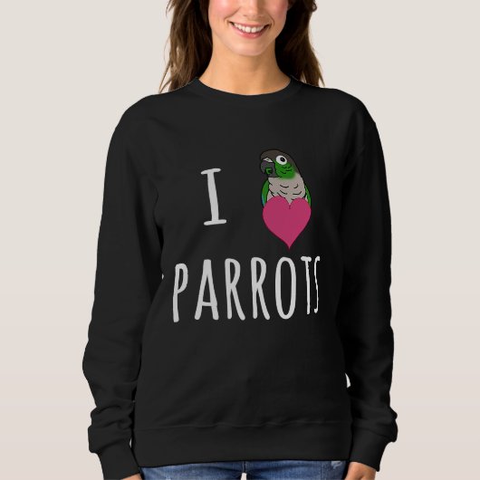 Sweatshirt J'adore les perroquets mignons conures à joues ver (Devant)