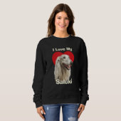 Sweatshirt J'adore mon chiot Saluki (Devant entier)
