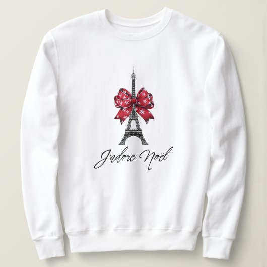 Sweatshirt J'adore Noël Eiffel Tower Red Plaid Christmas Bow (Design devant)