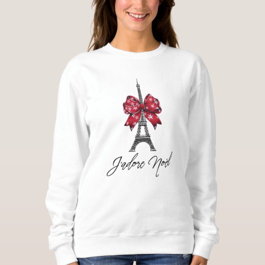 Sweatshirt J'adore Noël Eiffel Tower Red Plaid Christmas Bow (Devant)