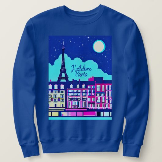 Sweatshirt J'adore Paris - Imaginaire Paris sous une Pleine l (Design devant)